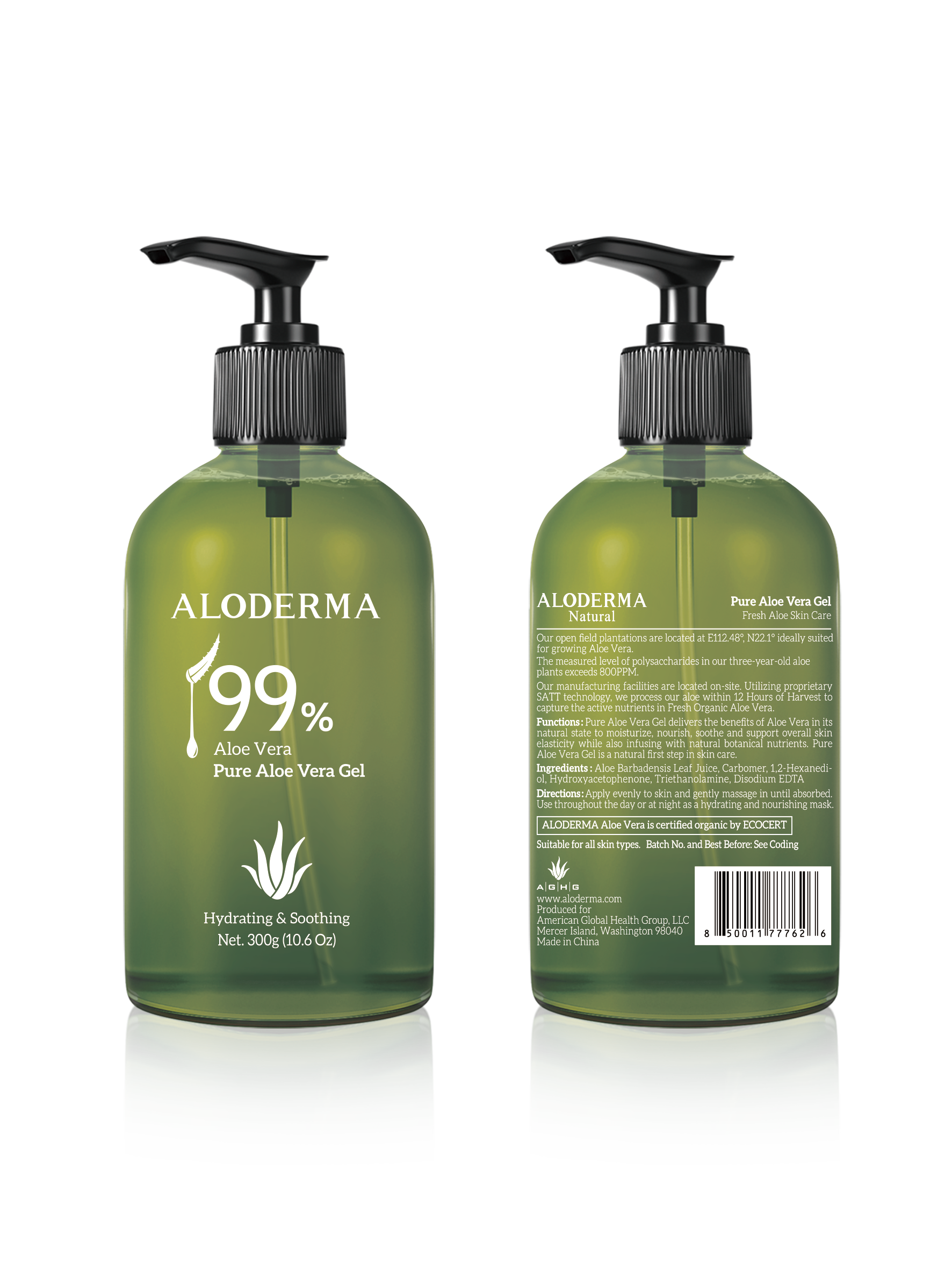 ALODERMA Pure Aloe Vera Gel 300g by AloeCure